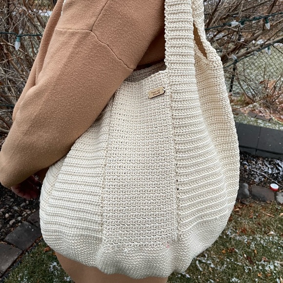 Handmade tan colour crocheted market bag. NEW - Picture 2 of 6